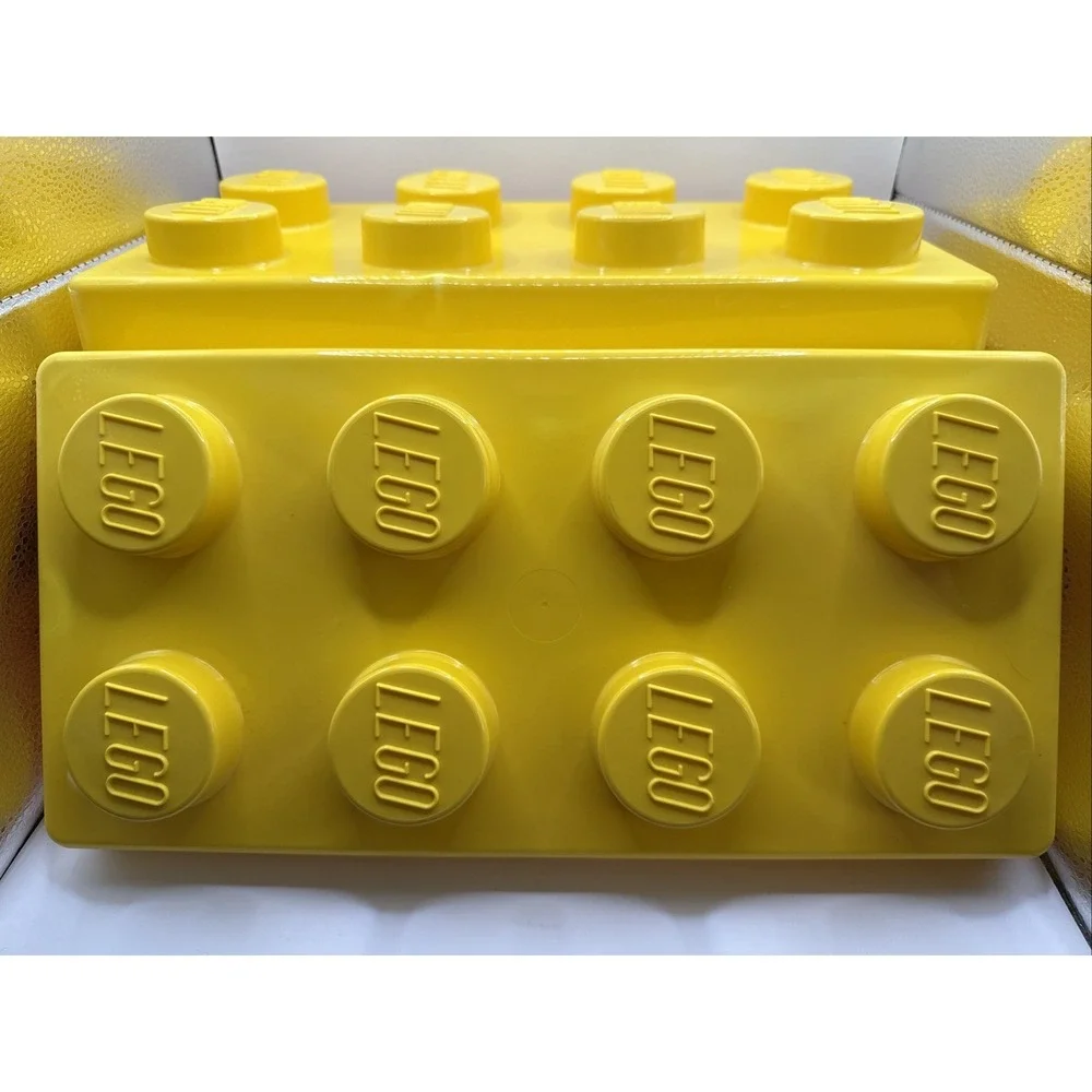 2 LEGO Storage Brick Case 8 Stud Large Yellow Container Plastic Bin 14x7x9.5